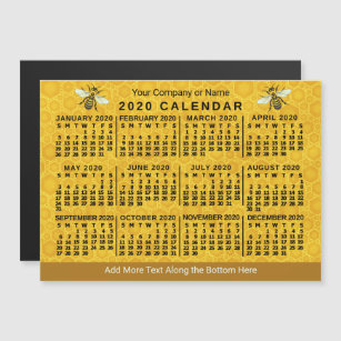 2020 Year Calendar Bee Honeycomb Custom Magnetic Invitation