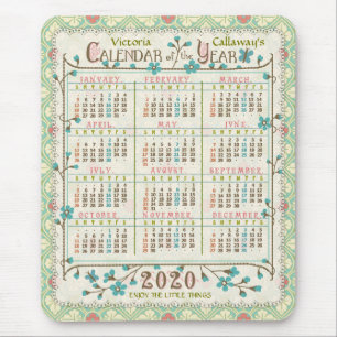 2020 Year Calendar Victorian Art Nouveau Custom Mouse Mat