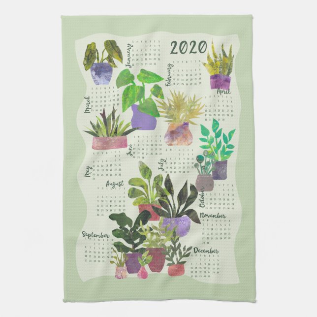 2020 Year House Plants Indoor Plants Tea Towel (Vertical)