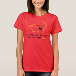 2020 Year of Rat in Yellow Chinese Calligraphy Red T-Shirt