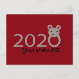 2020 Year of the Rat Holiday Postcard