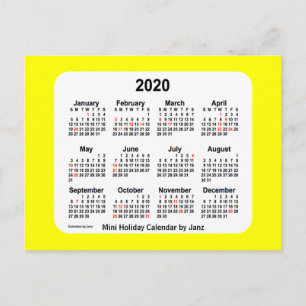 2020 Yellow Holiday Calendar by Janz Postcard