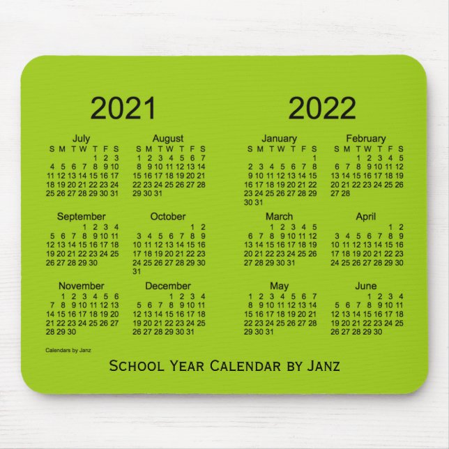 2021-2022 School Year Yellowgreen Calendar by Janz Mouse Mat (Front)
