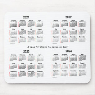 2021-2024 White 4 Year 52 Weeks Calendar by Janz Mouse Mat