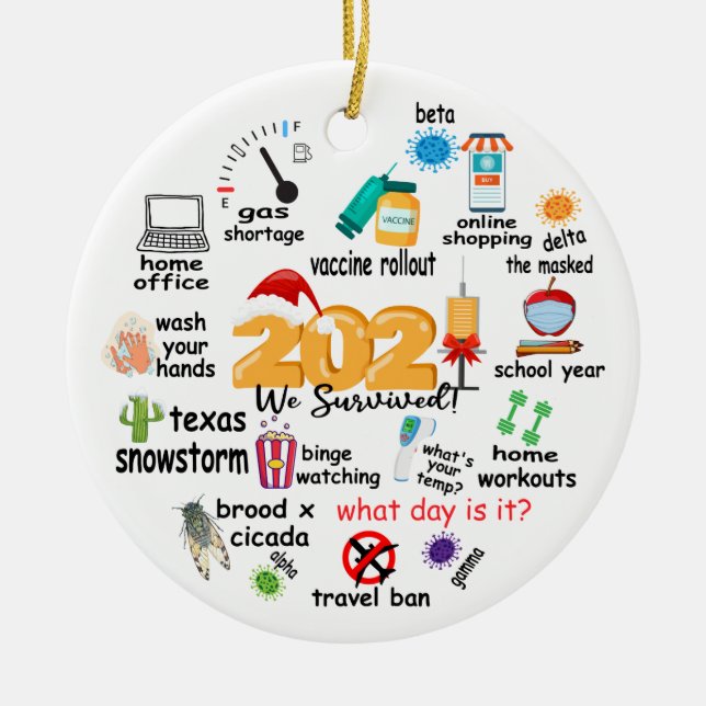 2021 a Year to Remember Funny Keepsake Ceramic Tree Decoration (Front)