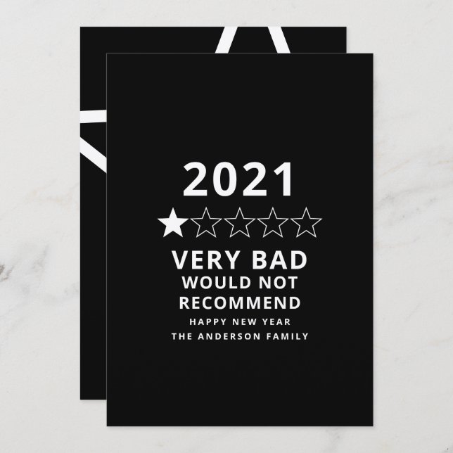 2021 bad year in review 5 star holiday card (Front/Back)