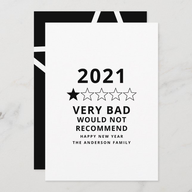 2021 bad year in review 5 star holiday card (Front/Back)