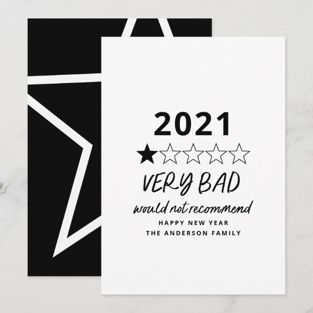2021 bad year in review 5 star holiday card (Front/Back)