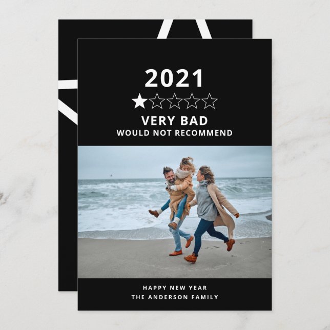 2021 bad year in review 5 star photo holiday card (Front/Back)