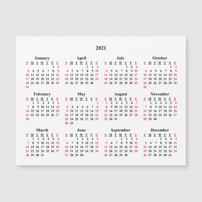 2021 Blank Calendar (Front)