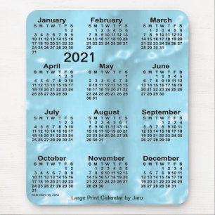 2021 Blue Water Large Print Calendar by Janz Mouse Mat