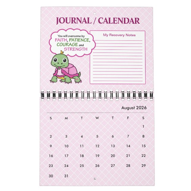 2021 Breast Cancer Recovery Quotes Notes Journal Calendar (Aug 2026)
