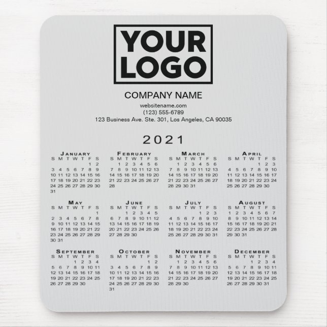 2021 Calendar Company Logo and Text on Grey Mouse Mat (Front)