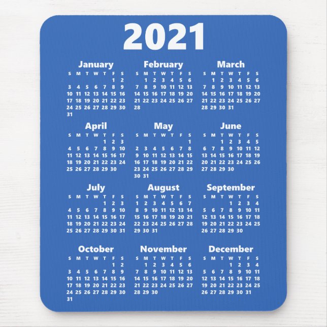 2021 Calendar Custom Color Modern Mousepad (Front)