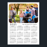 2021 Calendar Custom Photo Family Name Black White Poster<br><div class="desc">Customise this full-year 2021 calendar poster with a personal photo and family name. Simple white and black calendar with your picture is a perfect practical gift idea. It's easy to change the white background to any pastel colour to match the room design. If you upload your picture via template (click...</div>