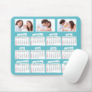 2021 Calendar Custom Photo Trio Teal Mouse Mat