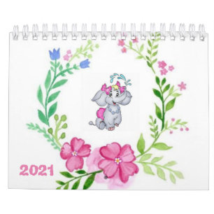 2021 Calendar Floral Elephant Flowers