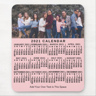 2021 Calendar Pink Personalised Photo Name Bold Mouse Mat