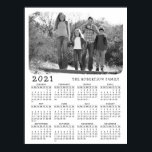 2021 Calendar Retro Black and White Family Photo Poster<br><div class="desc">If you are looking for a retro-style black and white 2021 calendar poster that can be customised with a personal photo and family name, this design covers it all. Even if you have only a colourful picture, upload it here by using the template (click "Personalise this template" and change the...</div>