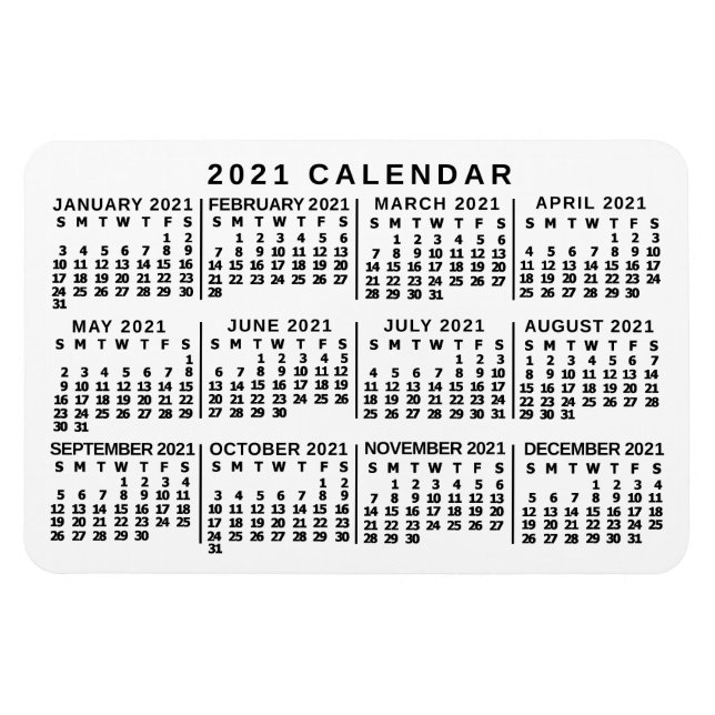 2021 Calendar (See Description for New Version) Magnet (Horizontal)