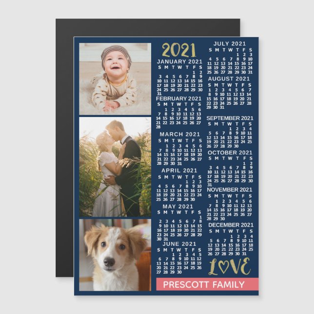 2021 Calendar (See Description for New Version)  Magnetic Invitation (Front/Back)