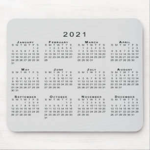 2021 Calendar Simple Grey and Black Mouse Mat