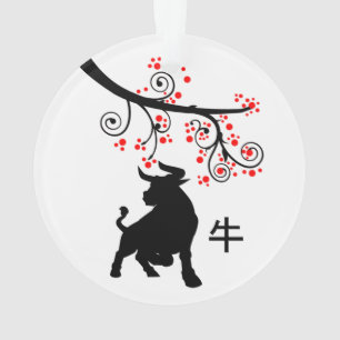 2021 Chinese New Year Ox and Flowers Ornament
