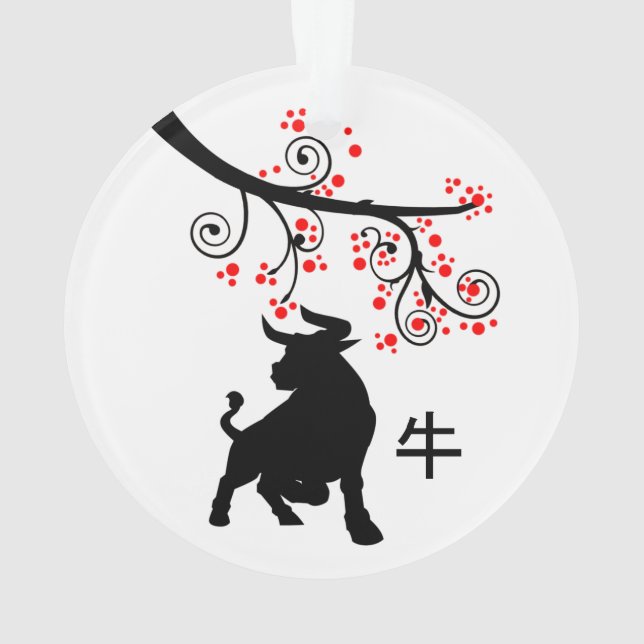 2021 Chinese New Year Ox and Flowers Ornament (Back)