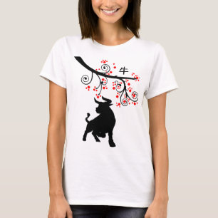 2021 Chinese New Year Ox with Flowering Tree T-Shirt
