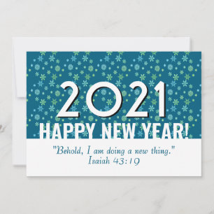 2021   Christian   Snowflakes   Teal   NEW YEAR Holiday Card