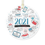 2021 Christmas Holidays Vaccine Year Commemorative Ornament<br><div class="desc">This cute memorabilia and keepsake ornament features references to events that happened in 2020 and 2021. From booster shots to kids going back to school and still wearing face masks. Makes a great commemorative gift for friends,  family,  and coworkers</div>