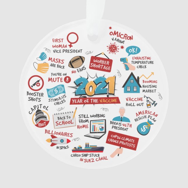 2021 Christmas Pandemic Vaccine Year Tree Ornament (Front)