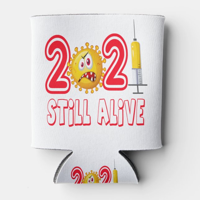 2021 COVID get vaccinated & Stay safe Can Cooler (Front)