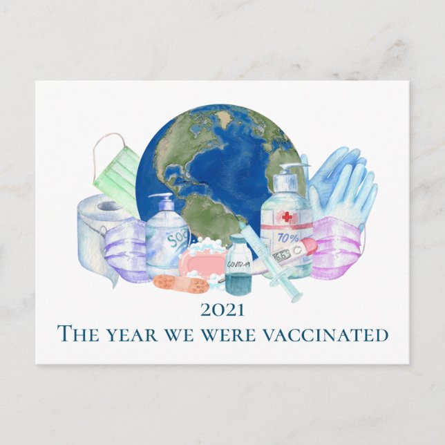2021 Covid Year we were Vaccinated Vaccine Postcard (Front)