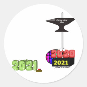2021 Crushing 2020 with Happy New Year Anvil Classic Round Sticker