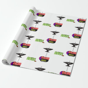 2021 Crushing 2020 with Happy New Year Anvil Wrapping Paper