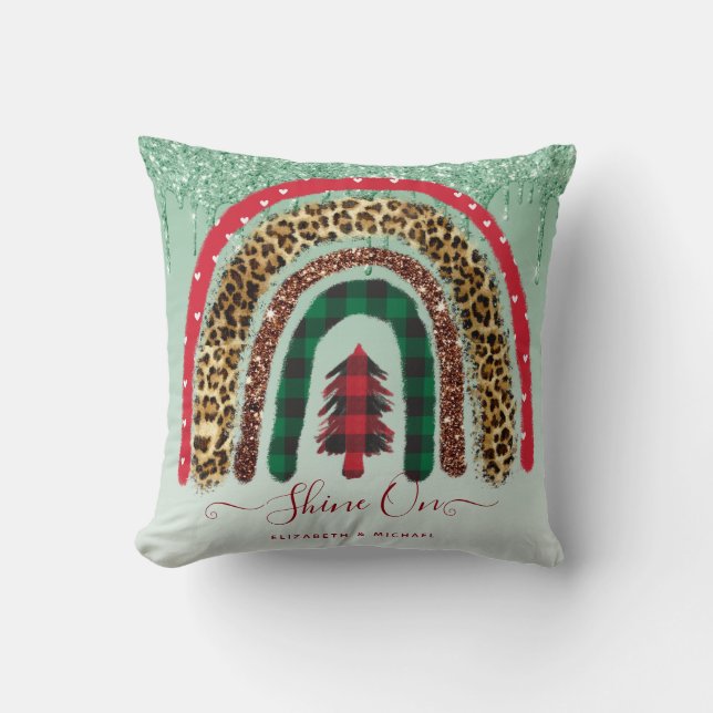 2021 Custom Christmas Rainbow Gold Glitter Glam Cushion (Front)