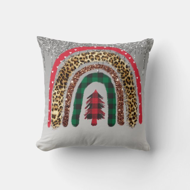 2021 Custom Christmas Rainbow Gold Glitter Glam Cushion (Front)