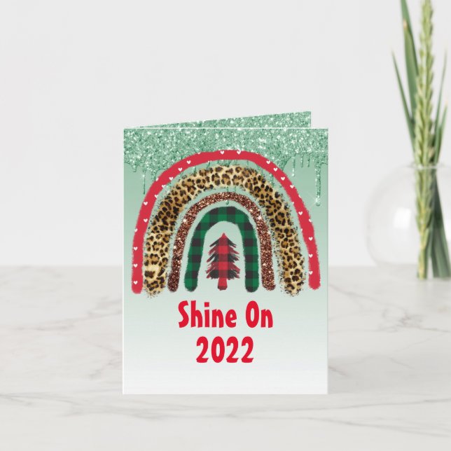 2021 CUSTOM Christmas Rainbow Gold Glitter Glamour Card (Front)
