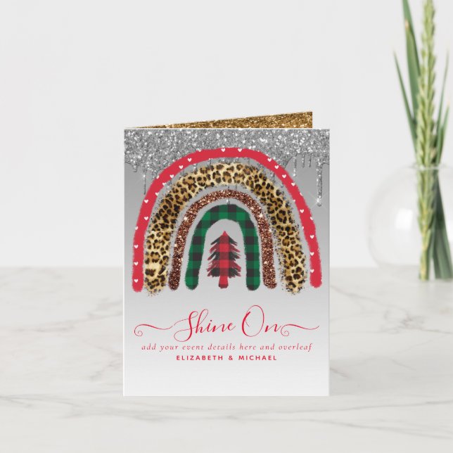 2021 CUSTOM Christmas Rainbow Gold Glitter Glamour Card (Front)