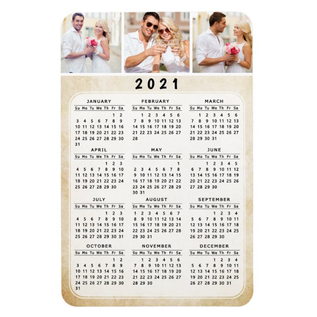 2021 Custom Photo Magnetic Fridge Calendar Magnet (Vertical)