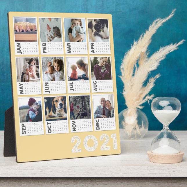 2021 Desktop Calendar Modern Photo Collage Plaque (Side)