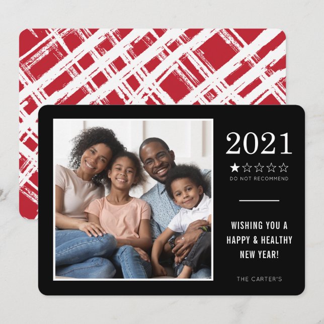 2021 DO NOT RECOMMEND funny 1 star rating black Holiday Card (Front/Back)