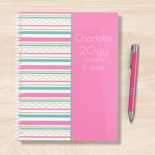 2021 Dreams & Plans Gold Glitter Pink Personalised Planner (Creator Uploaded)