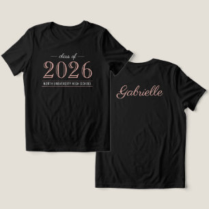 2021 Elegant Rose Gold Black Custom Graduation Tri-Blend Shirt
