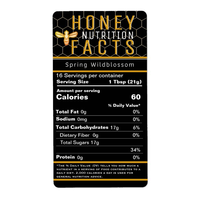 2021 FDA Honey Nutrition Black Honeycomb and Bee   (Front)