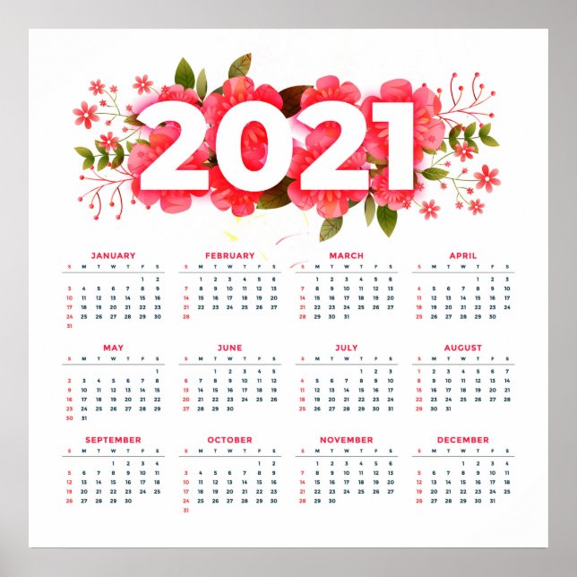 2021 Floral Calendar Poster (Front)