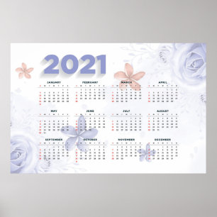 2021 Floral Calendar Poster