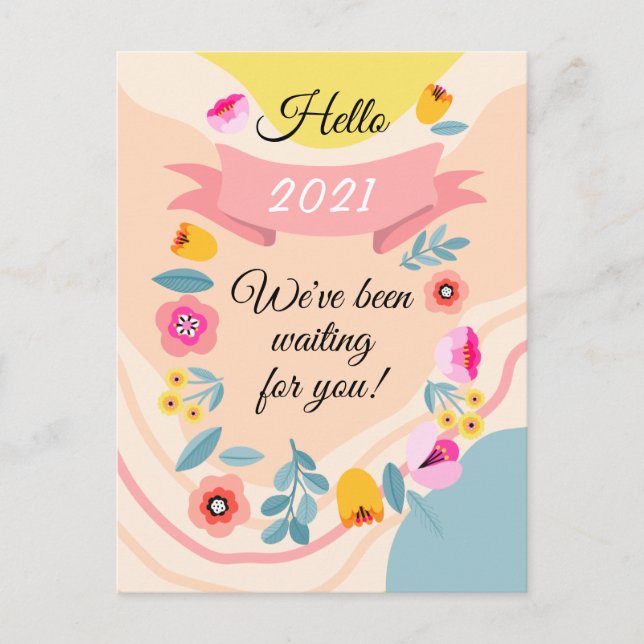 2021 Floral New Year Quarantine Holiday Postcard (Front)