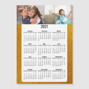 2021 Full Year Calendar Two Photos Gold Magnetic